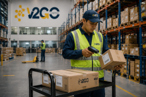 Entregas de última milla en Colombia: ¿Cómo V2GO garantiza la entrega a tu cliente final? Equipo logístico trabajando en bodegas de almacenamiento en Colombia